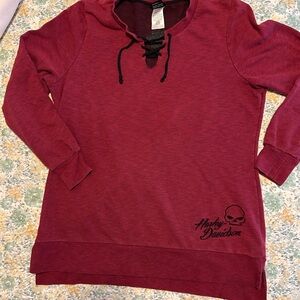 Harley-Davidson Women's Maroon Lace-Up Sweatshirt XL